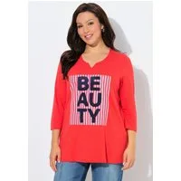 Ulla Popken T-Shirt Shirt Beauty Classic V-Ausschnitt 3/4-Arm