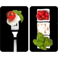 WENKO Herd-Abdeckplatte Universal Modell Caprese, Glas, (Set, 2 tlg), Herdabdeckung für alle Herdarten, kratzfest, mit rutschfesten Füßen