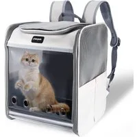 BlingBin Tiertransporttasche Katzenrucksack Katzentragerrucksack mit atmungsaktivem Netz bis 7,5 kg, Katzen-Rucksack für kleine Hunde, Kätzchen, Katzen, Tragetasche