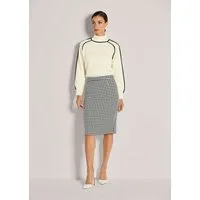 MADELEINE Bleistiftrock Midi Hahnentritt-Rock Pencilskirt mit Formbund und Saumschlitz, knieumspielende Länge