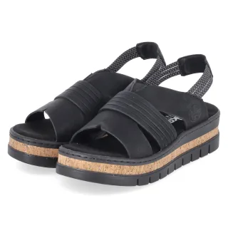 Rieker Sandalen  Schwarz - Gr. 37 -  Textil und Synthetik