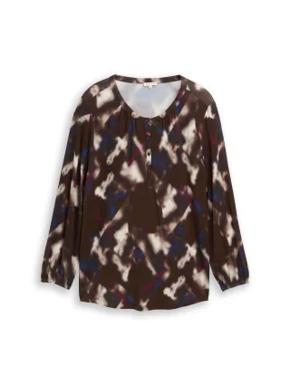 Tom Tailor - Plus Size - Blusenshirt mit Muster brown blurry argyle - Gr. - 52