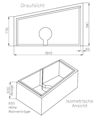 Neuesbad Wannenträger für Hoesch Thasos Trapez links 175x110 SW 14322A