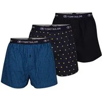 TOM TAILOR Boxershorts TOM TAILOR Herren Boxershort blau bedruckt 3er Pac (3-St)