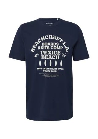 s.Oliver Red Label - T-Shirt mit Crewneck und Artwork blau - Gr. - M