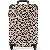 NoBoringSuitcases.com© Hartschalen-Trolley Beige mit schwarzem Pantherdruck 55x35x20cm, 4 Rollen, Handgepäck Koffer & Trolleys, Luggage, Reisekoffer Frauen