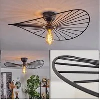 hofstein Deckenleuchte moderne Deckenlampe aus Metall in Schwarz, ohne Leuchtmittel, mit Gitterschirm und Lichteffekt, Ø60cm, 1x E27, ohne Leuchtmittel