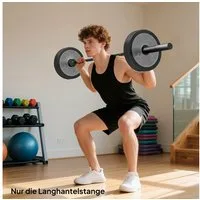 SPORTNOW Langhantelstange Olympia mit Verlängerte Hülsen 50mm Aufnahme Rutschfest Griff, Stahl, 180 cm (Langhantel, 1-tlg., 200kg Stahl Hantelstange), Barbell für Krafttraining Weightlifting Powerlifting