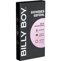 Billy Boy Kondome Sicheres Gefühl (56mm Breite) extra starke Kondome für starken Sex, Packung mit, 6 St., Kondome mit 0.1mm Wandstärke, auch für anal geeignet, große, anatomische Power-Kondome