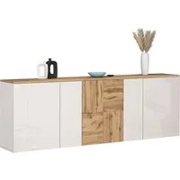 OTTO home Sideboard ISEO, Kommode, Schrank, Sideboard, Lowboard, 6 Fächer, Breite 200 cm (1 St), stehend/hängend, 5 Türen Hochglanz lackiert, Made in Italy