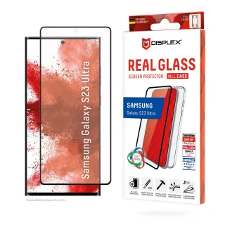 Displex Full Cover Panzerglas (10H) + Schutzhülle für Samsung Galaxy S23 Ultra + Case volle Displayabdeckung Tempered Glas kratzer-resistente Schutzfolie