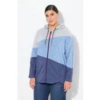 Ulla Popken Sweatjacke Strickfleece-Jacke Colorblocking Kapuze Zipper