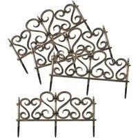 HTI-Living Beetbegrenzung Zierzaun Romantik Nessa, Set, 4 Zaunelemente, Beeteinfassung Beetbegrenzung