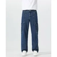 YOUTHUP Cargojeans Herren Einfarbige Freizeitjeans mit Mehrtaschen-Design Freizeithose