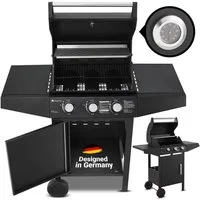 Juskys Gasgrill Louisiana, 3 Brenner, 8,1 kW, emaillierter Rost, Thermometer, Seitenablagen