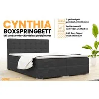 Deine Möbel 24 Boxspringbett CYNTHIA Boxbett Polsterbett Matratzen H3 oder H4 (Set, 3-St., Cord Cord-Samt 140x200 160x200 180x200 200x200), inkl. Bettkasten Topper Matratzen H3 H4