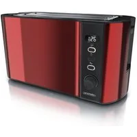 Arendo Toaster Langschlitz, Edelstahl, Display mit Restzeitanzeige, Brötchenaufsatz, 2 lange Schlitze, für 4 Scheiben, 1500 W, Defrost Funktion, Wärmeisolierendes Gehäuse, mit Krümelschublade