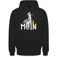 Spreadshirt Hoodie Moin Möwe mit Matrosenhut & Pfeife Norddeutsch Küste Unisex Hoodie (1-tlg)