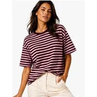 Worldclassca T-Shirt WORLDCLASSCA T-Shirt Streifen Halbarm Oversize Sweat Shirt Gestreift Neue Kollektion - Stilvolle und gemütliche Mode für Damen