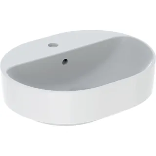 Geberit VariForm Aufsatz-Waschtisch, elliptisch mit Hahnlochbank, 50x40cm, mit Überlauf, 500775012 500775012
