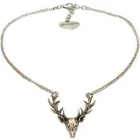 Alpenflüstern Collier Trachtenkette Metall-Halskette Hirsch (antik-silber-farben), - Damen-Trachtenschmuck Dirndlkette