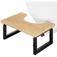 Yorbay Badhocker Bambus Toilettenhocker mit Klappfunktion, 3-Stufen Höheneinstellung, Rutschfeste Oberfläche