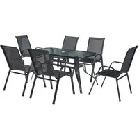 casa.pro Garten-Essgruppe, (Set, 7-tlg), »Aradeo« Set aus 1 Tisch und 6 Stühlen Schwarz