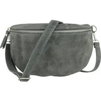MIRROSI Bauchtasche Damen, Veloursleder, Made in Italy,Umhängetasche, Brusttasche (Schultertasche für jeden Anlass, 28x18x9 cm), Crossbody Bag, Schwarz, gemusterten& verstellbaren Schulterriemen