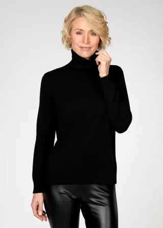 CLARINA - Rollkragen-Pullover, 1/1 Arm schwarz - Gr. - 46