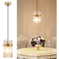 ZMH Pendelleuchte Glas, 1-flammige Esstischlampe E27, höhenverstellbare Hängeleuchte, ohne Leuchtmittel, für Esszimmer, Küche und Schlafzimmer