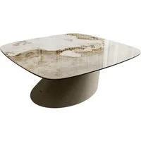 DELIFE Couchtisch Edge, Boot 90x90 cm Keramik Minas Melange Conis Metall Effektfinish Titan
