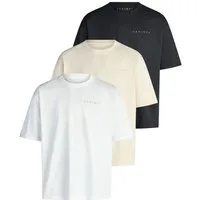 DENIMFY T-Shirt Herren Basic Shirt DFTed 3er Set Pack Relaxed Fit (Vorteilspack, 3-tlg) Kurzarm Tee Shirt mit Rundhalsausschnitt aus 100% Baumwolle