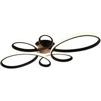 TRIO Leuchten LED Deckenleuchte FLY, Deckenlampe LED 32W 3900 Lumen warmweiß 3000K 3-Stufen dimmbar, Dimmfunktion, LED fest integriert, Warmweiß, Maße 83x45 cm, LED Band Schleife Deckenlampe Schlafzimmer Wohnzimmer