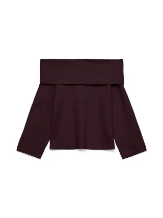 VERO MODA - VMARIES LS OFFSHOULDER PULLOVER BF Winetasting - Gr. - XL