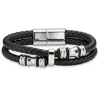 Bruno Banani Lederarmband Schmuck Geschenk Armkette Axt Lederband breit Silber