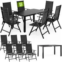 Casaria Garten-Essgruppe WPC Bern, (7-tlg), Aluminium 8-fach Verstellbar Hochlehner Stühle Klappbar WPC