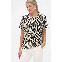 Passioni T-Shirt mit Zebra-Print und Strasssteinen