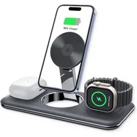 alkaya. Wireless 3 in 1 Ladestation kompatibel mit Magsafe, Ladegerät Ladestation (iWatch, Samsung/Apple Handys, AirPods aufladen, LED-Anzeige)