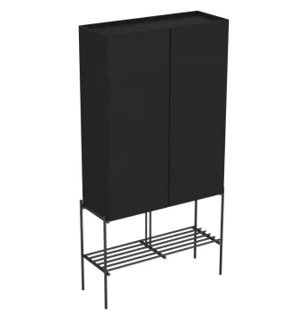 VitrA Equal Hochschrank 2 Türen mit Fußgestell mit Ablagegitter Schwarz-Eiche,66530 66530