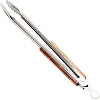 Grill- und Kohlenzange, klein, Grillbesteck edelstahl/holz, 41cm
