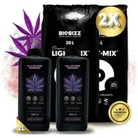 TronicXL Blumenerde 2x Biobizz Light Mix Grow Erde + Dünger Set Cannabis für Growbox Kit, mit Flüssigdünger