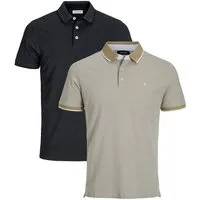 Jack & Jones Poloshirt 2er Pack Paulos - Slim Fit (Spar-Set, 2-tlg) Poloshirt - Baumwolle - Atmungsaktiv - Mit kleinem Markenlogo