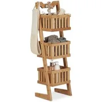 relaxdays Badregal Bambus 3 Körbe