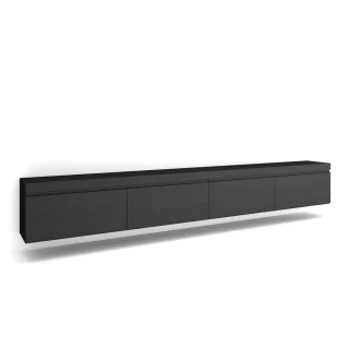 Skraut Home Lowboard,, Schwarz, Holzwerkstoff, Rechteckig,Rechteckig, 320x45x35 cm, Wohnzimmer, Wohnwände, Lowboards, Lowboards stehend