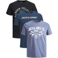 Jack & Jones Print-Shirt Bequemes Slimfit Shirt (Spar-Set, 3er-Pack) in Unifarbe mit Print