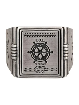 cai Ring 925/- Sterling Silber Siegelring matt oxidiert Sailor Wappen