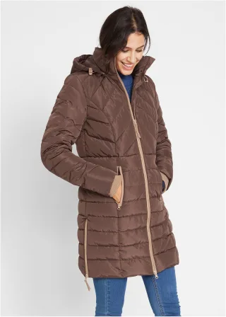 bonprix Long-Steppjacke mit Wattierung, braun, Gr.40, Wattierte Steppjacke in schöner Long-Form