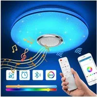 oyajia LED Deckenleuchte 36W LED Deckenleuchte RGB Dimmbar mit Bluetooth Lautsprecher, LED fest integriert, RGB, Dimmbar, mit Fernbedienung oder APP-Steuerung,für Schlafzimmer Küche Wohnzimmer