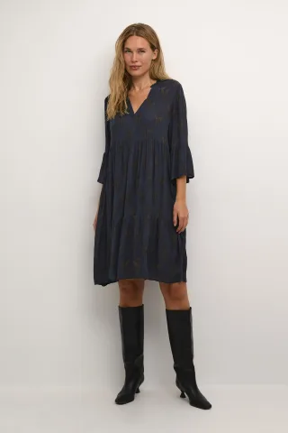 Kleid A-shape brown navy