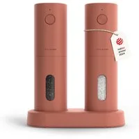 LARS NYSØM Gewürzmühle Spænding praktische Einhandbedienung per Drucktaste, (2 Stück), elektrische Salz- & Pfeffermühle mit eingebautem LED-Licht